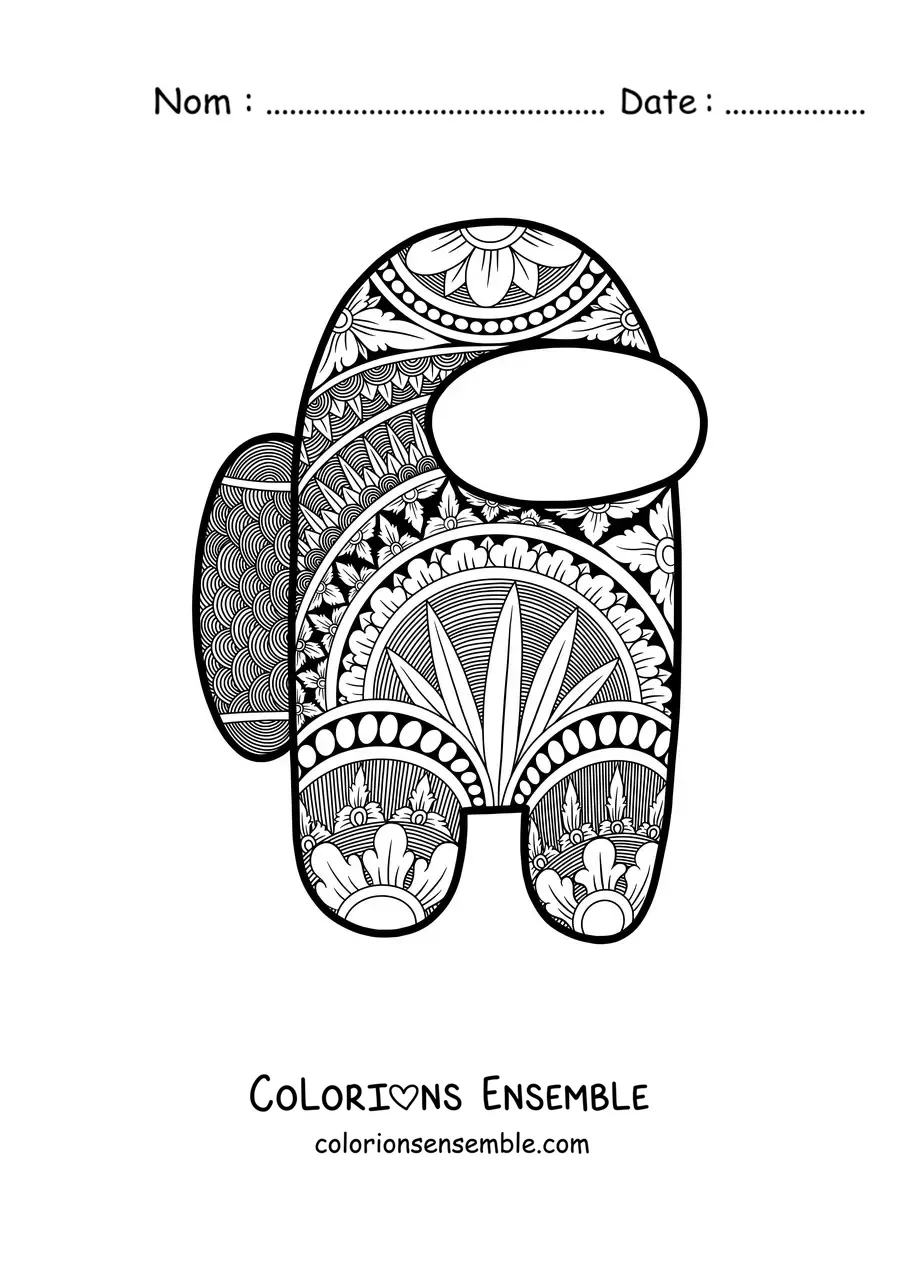 Image à colorier d’un mandala d’Among Us