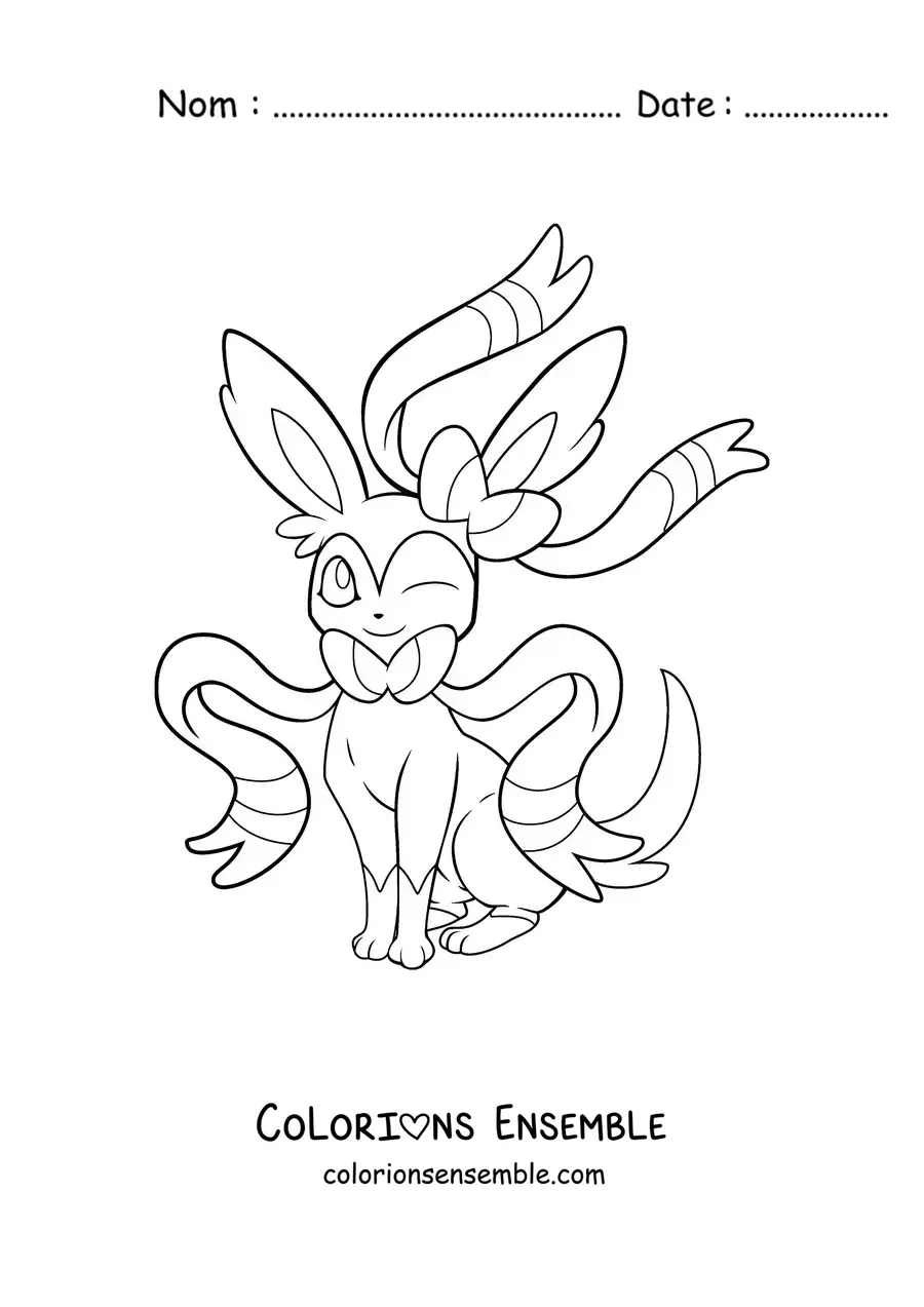 Image à colorier du Pokémon Nymphali assis