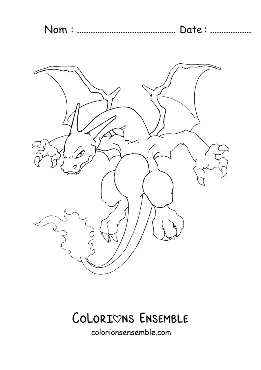 Image à colorier du Pokémon Dracaufeu