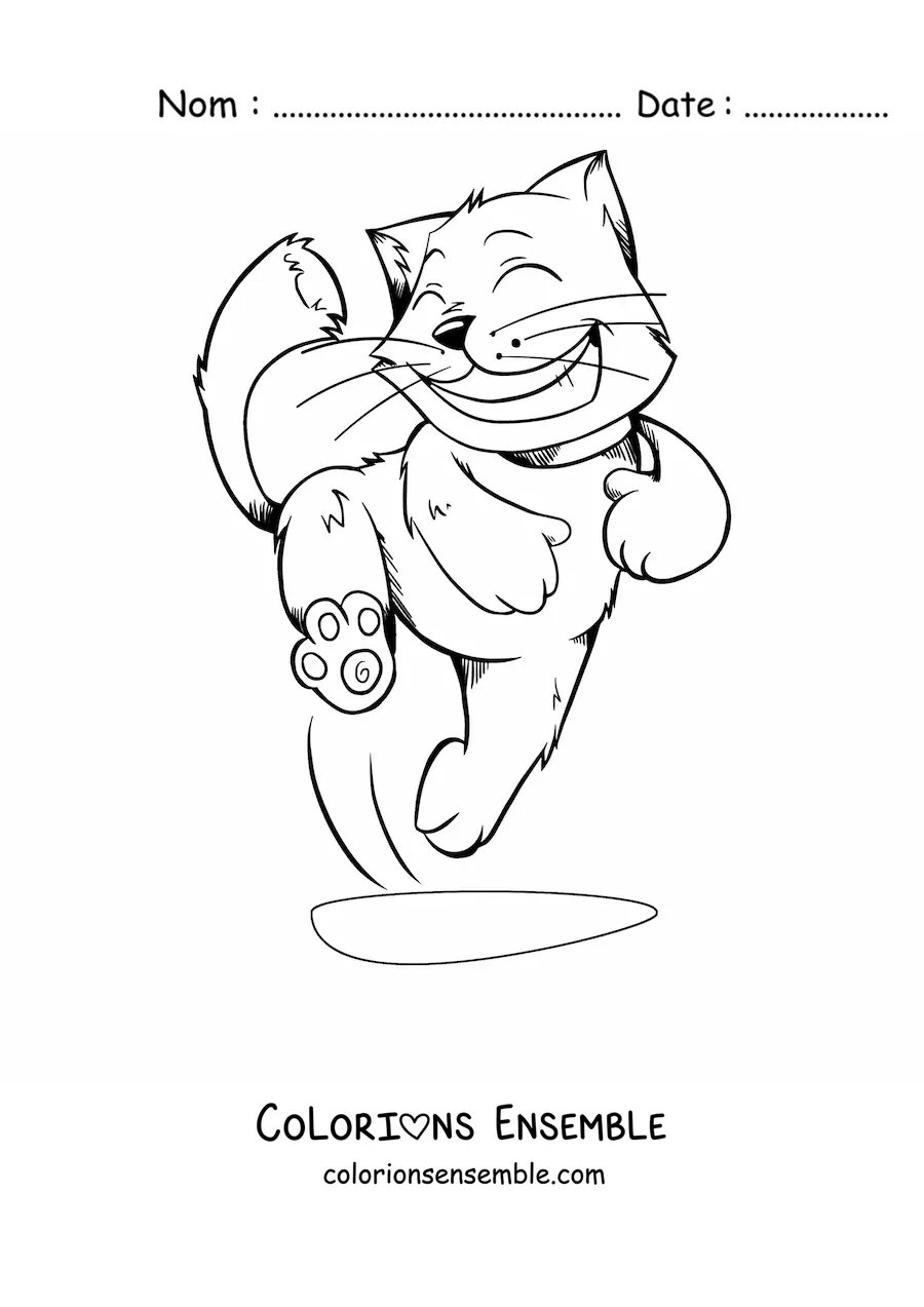 Image à colorier d’un chat en train de sauter