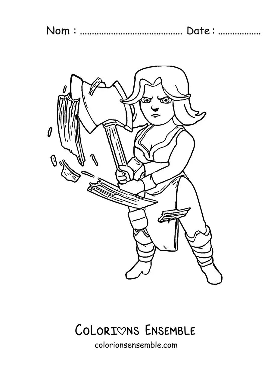 Image à colorier de la Valkyrie de Clash Royale