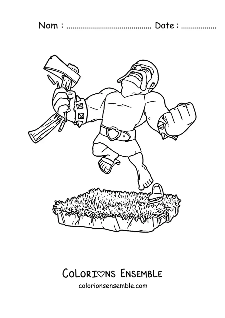 Image à colorier d’un barbare de Clash Royale