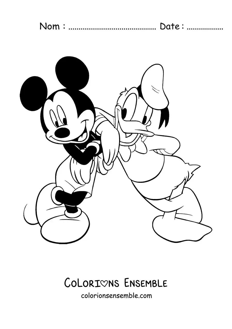 Image à colorier de Mickey aux côtés de Donald