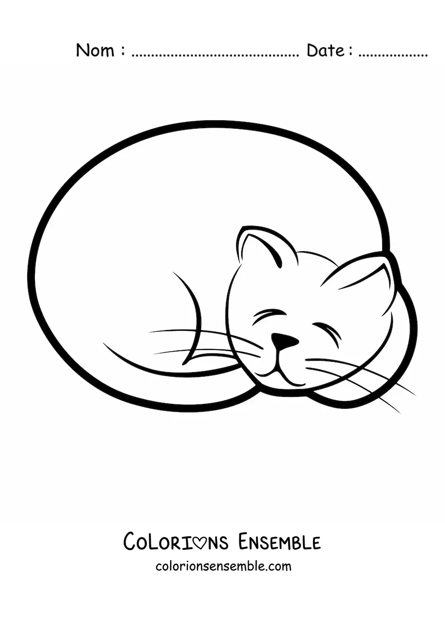 Image à colorier d’un chat endormi