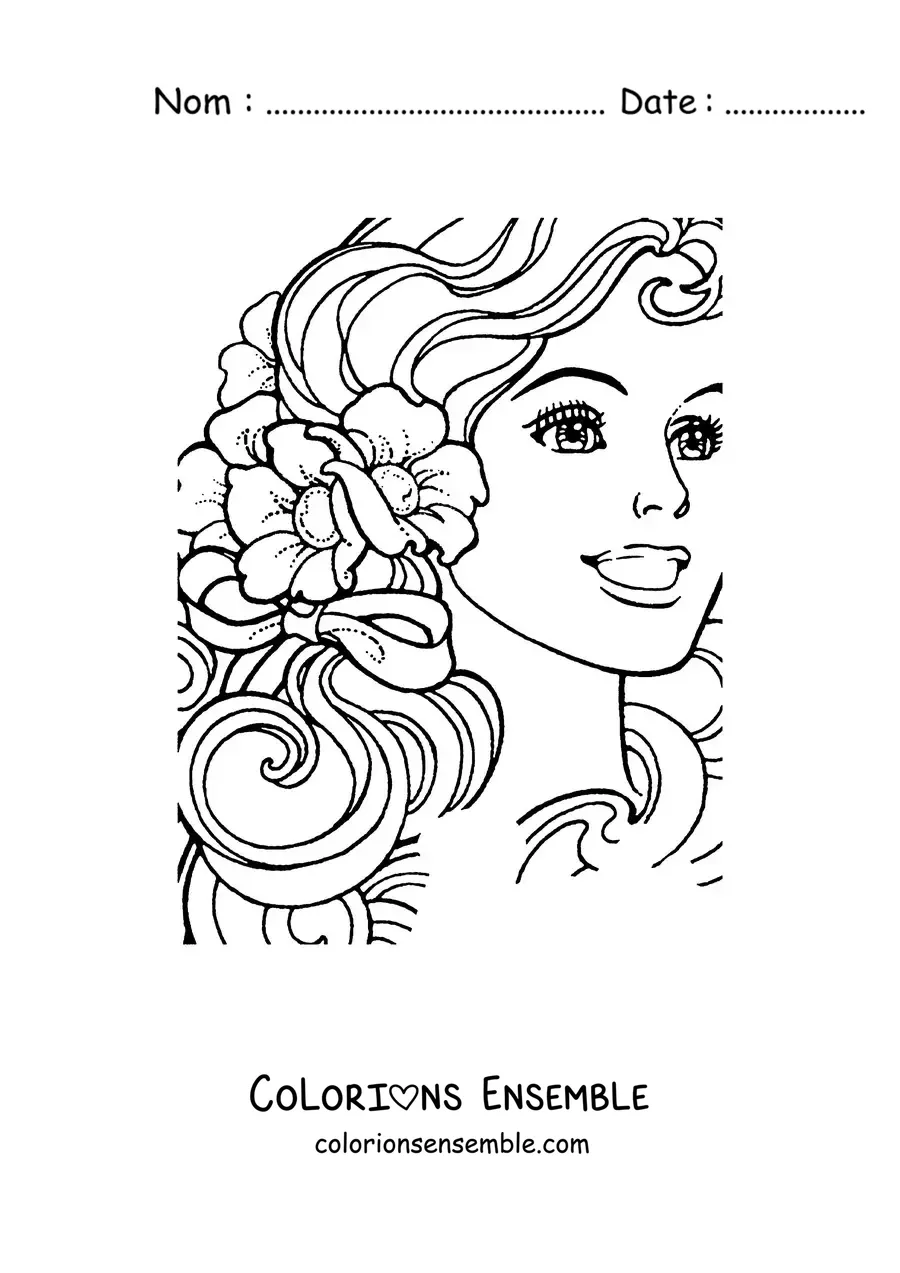 Image à colorier du visage de Barbie