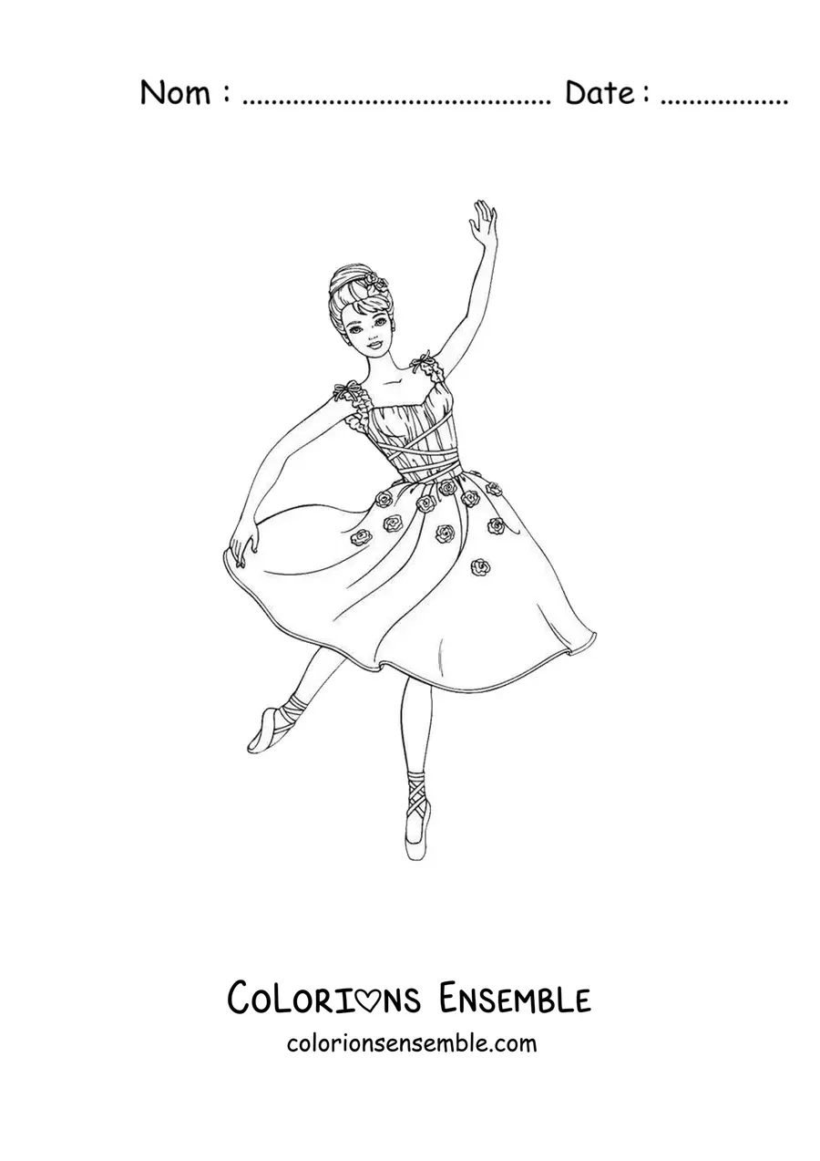 Image à colorier de Barbie danseuse portant une robe