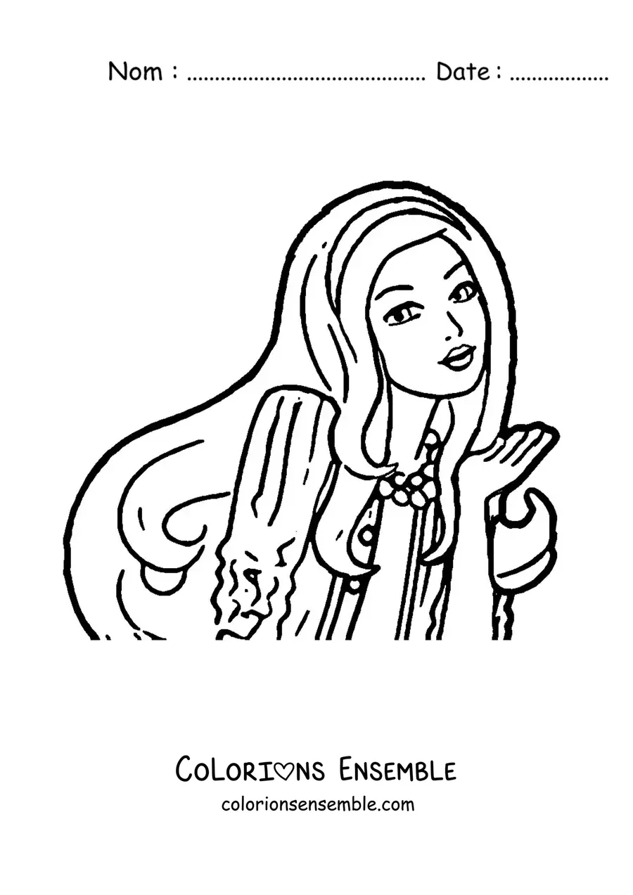 Image à colorier de Barbie envoyant un baiser