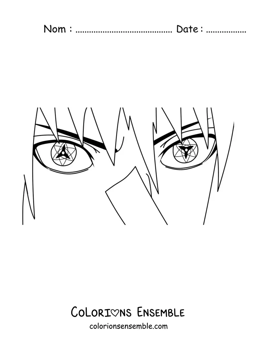 Image à colorier des yeux de Sasuke avec le Sharingan