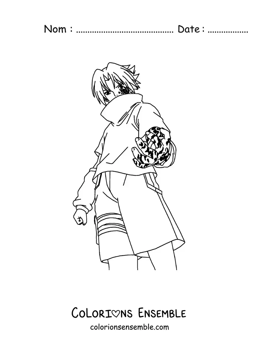 Image à colorier de Sasuke avec la marque maudite