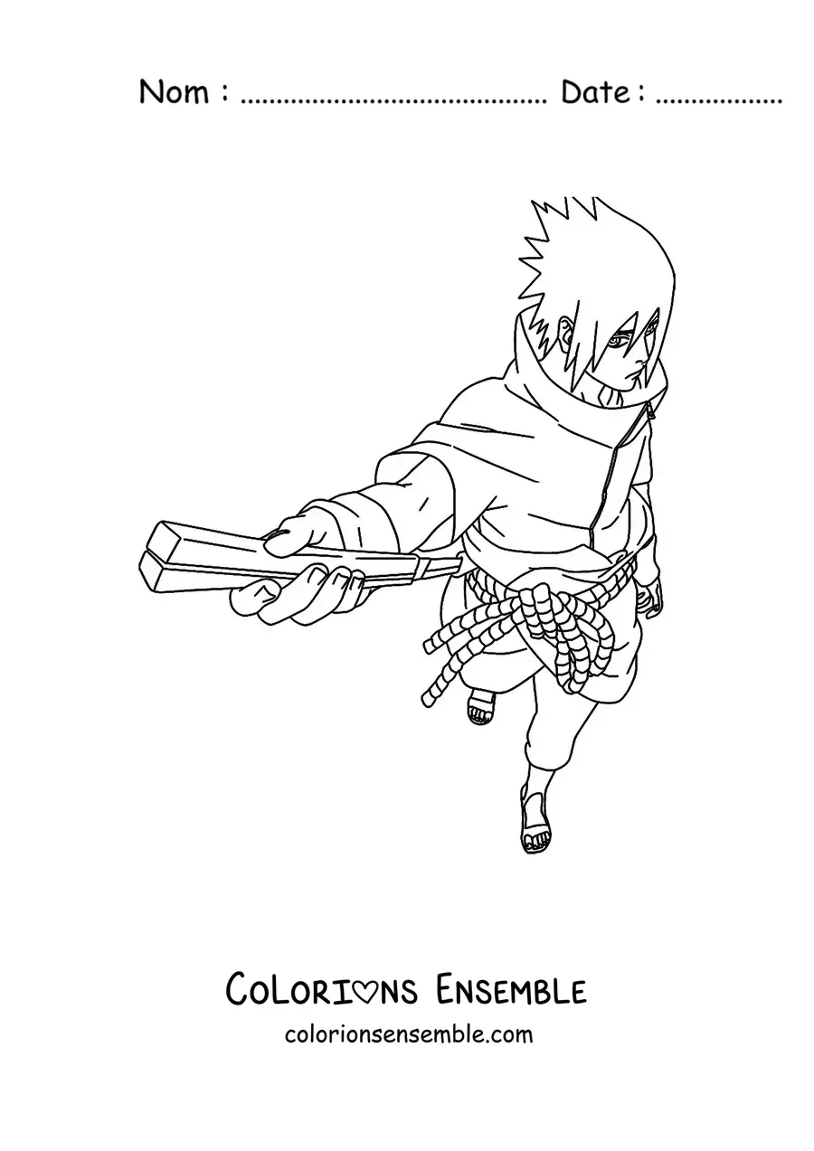 Image à colorier de Sasuke Uchiha vu d’en haut