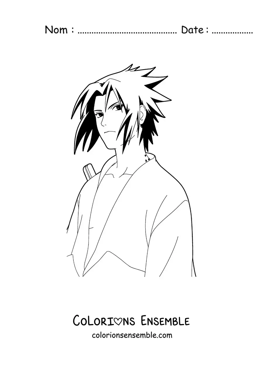 Image à colorier de Sasuke l’air sérieux