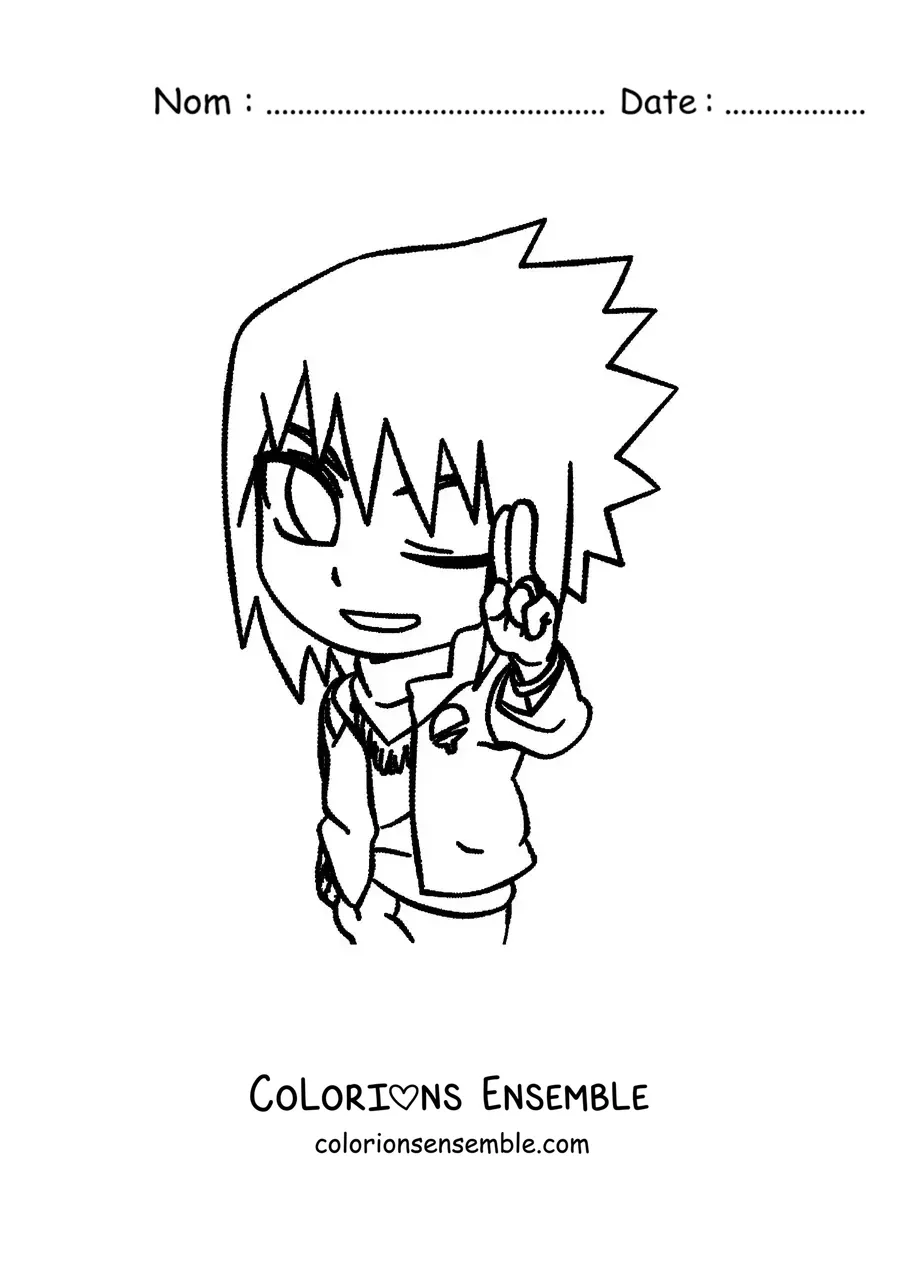 Image à colorier de Sasuke kawaii
