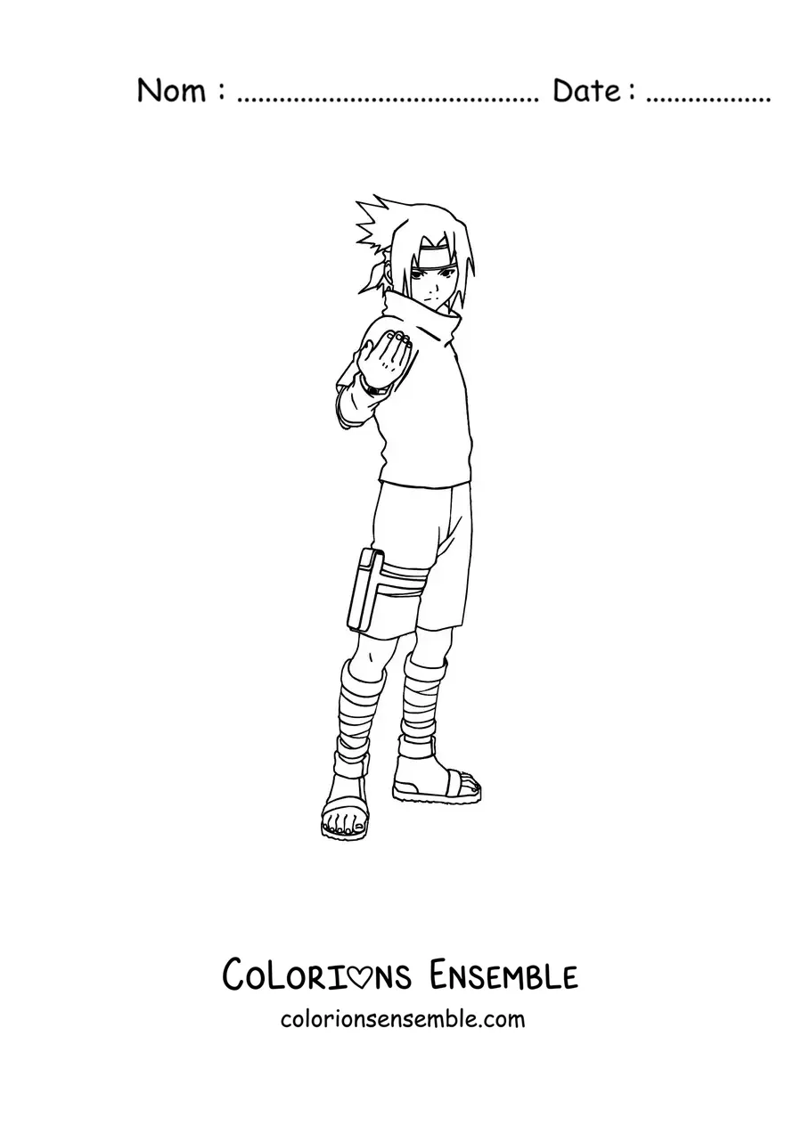 Image à colorier de Sasuke en entier