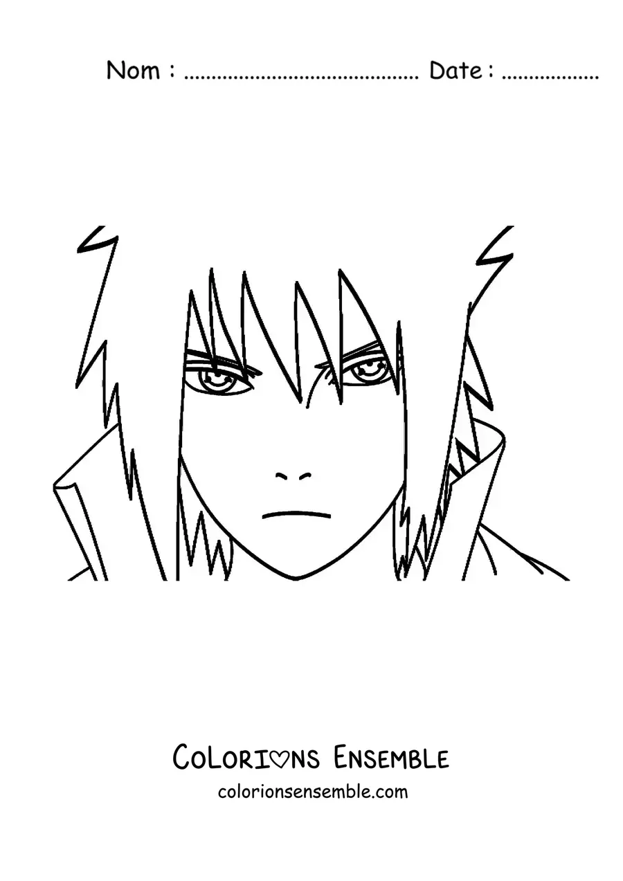 Image à colorier du visage de Sasuke avec le Rinnegan