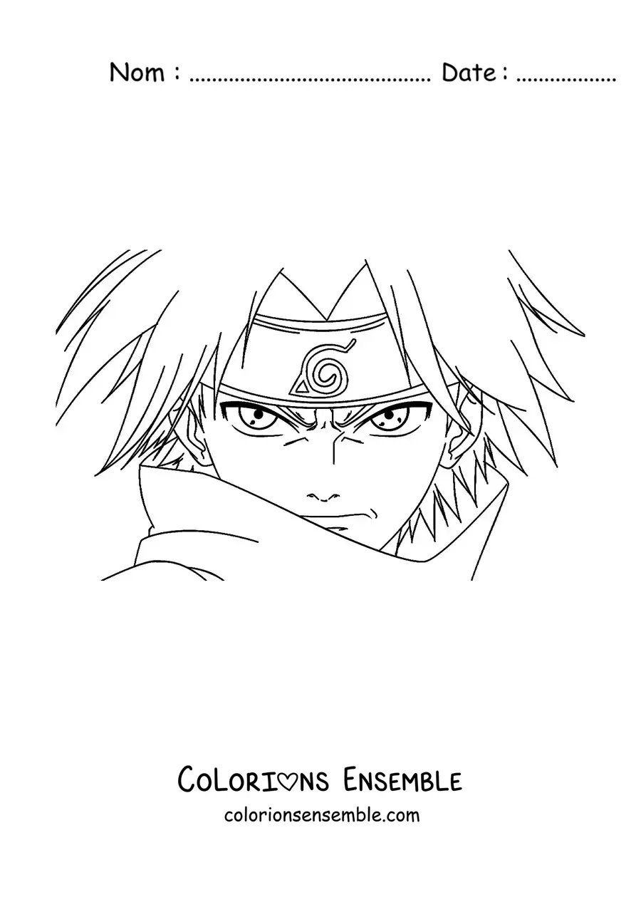 Image à colorier du visage de Sasuke