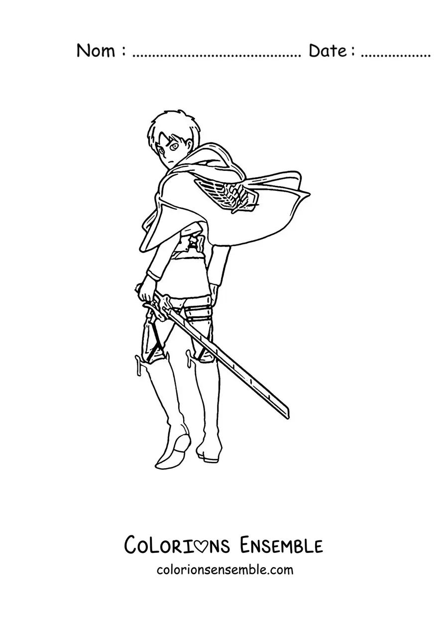 Image à colorier d’Eren de L’Attaque des Titans