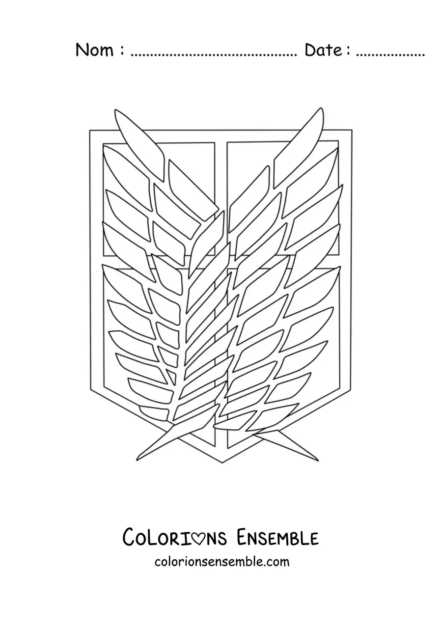 Image à colorier de l’emblème des Ailes de la Liberté de L’Attaque des Titans