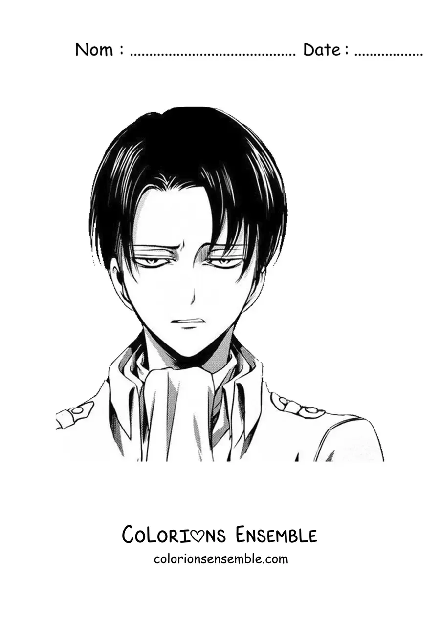 Image à colorier du visage de Livaï Ackerman de L’Attaque des Titans