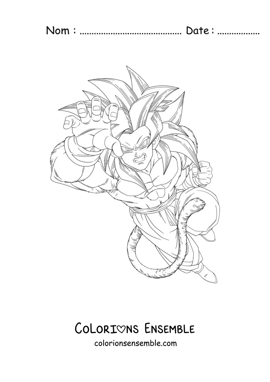 Image à colorier de Goku en phase 4 de Dragon Ball