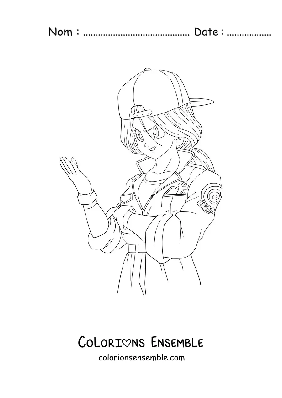 Image à colorier de Bulma du futur alternatif de Dragon Ball