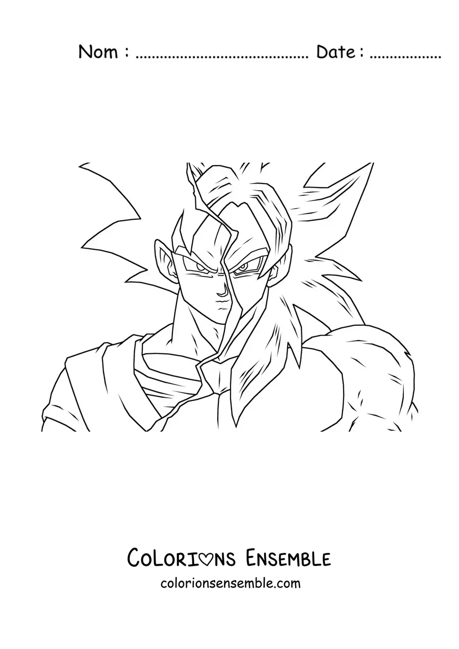 Coloriage de Goku Super Saiyan phase 4, de Dragon Ball