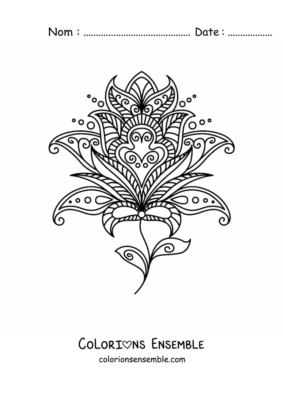 Image à colorier d’un mandala de rose