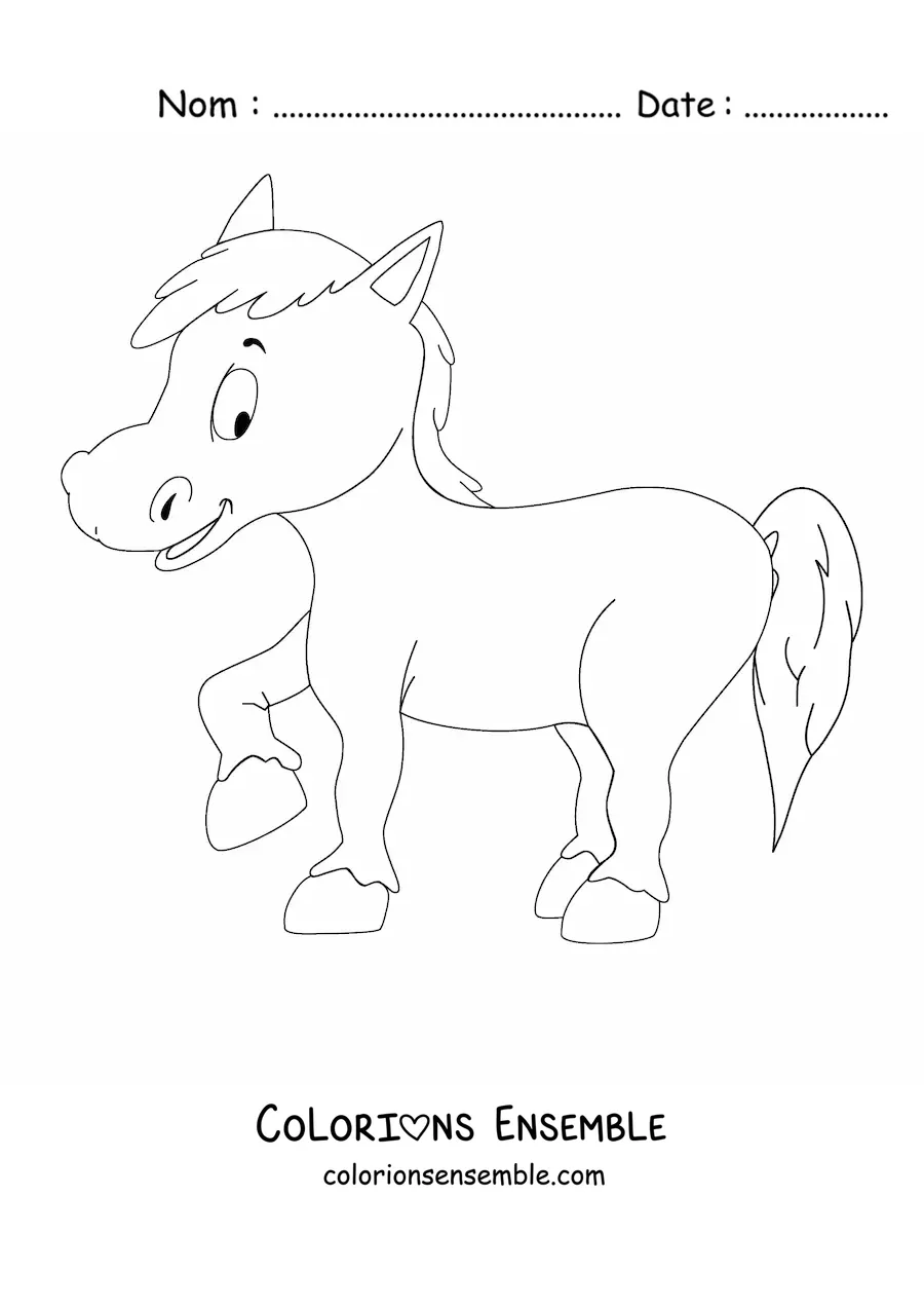 Image à colorier d’un cheval levant une patte