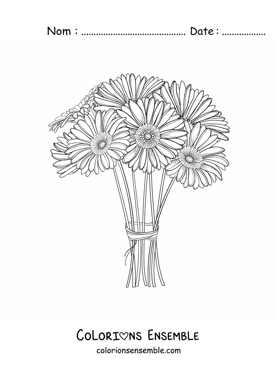Image à colorier d'un bouquet de marguerites