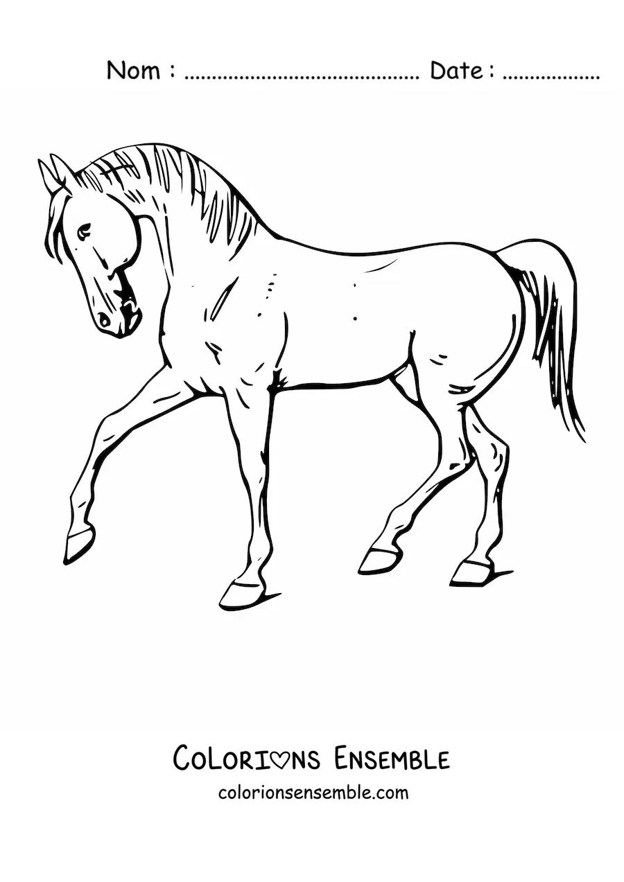 Image à colorier d’un cheval de profil