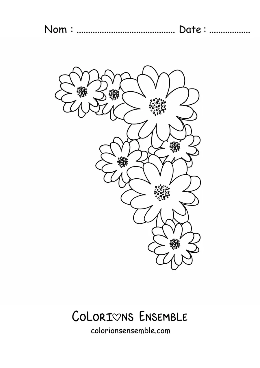 Image à colorier de plusieurs petites marguerites