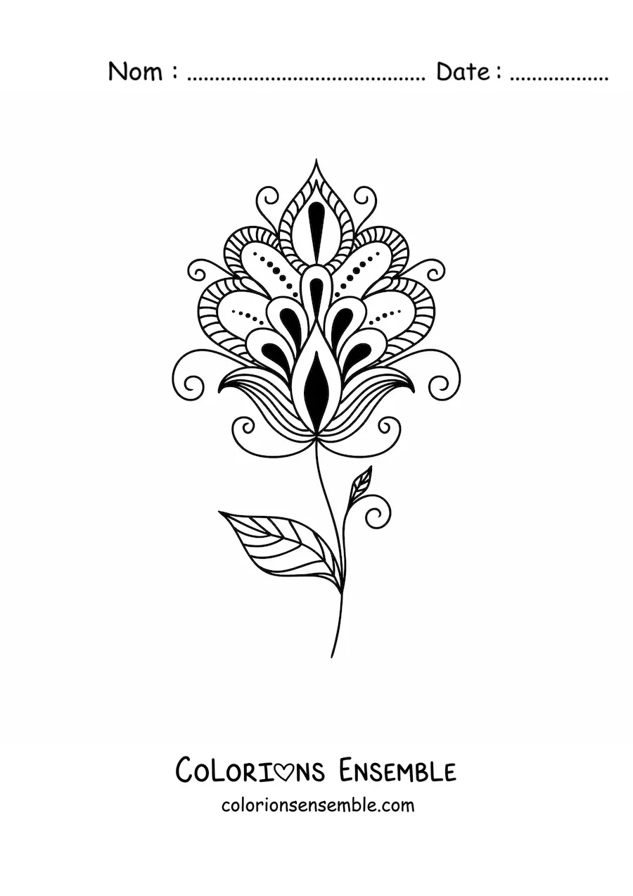 Image à colorier d’un mandala d’œillet