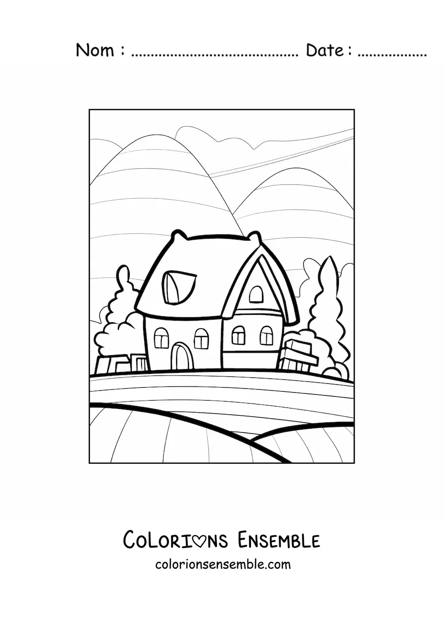 Image à colorier d’une maison de campagne
