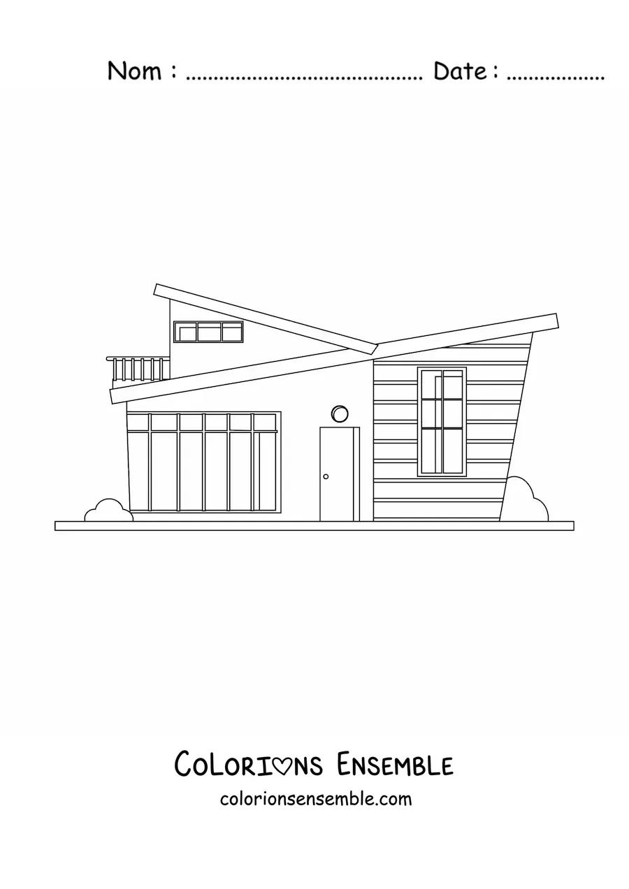 Image à colorier d’une maison moderne