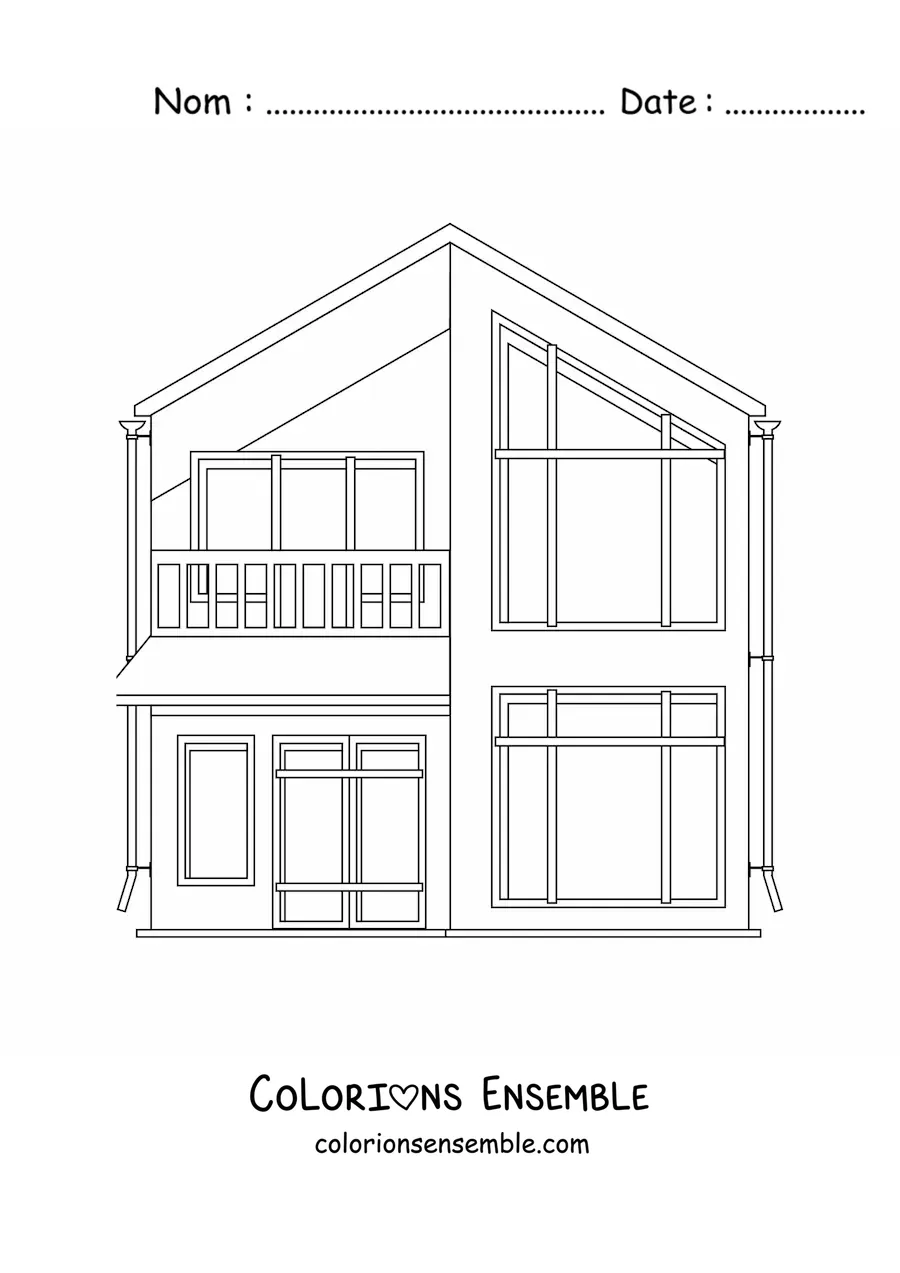 Image à colorier d’une maison à deux étages