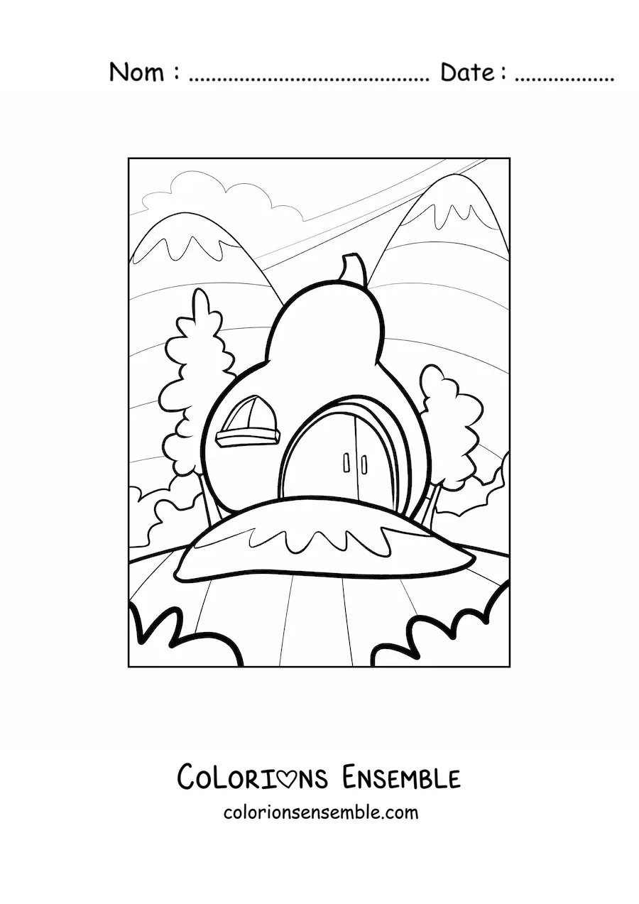 Image à colorier d’une maison en forme de poire