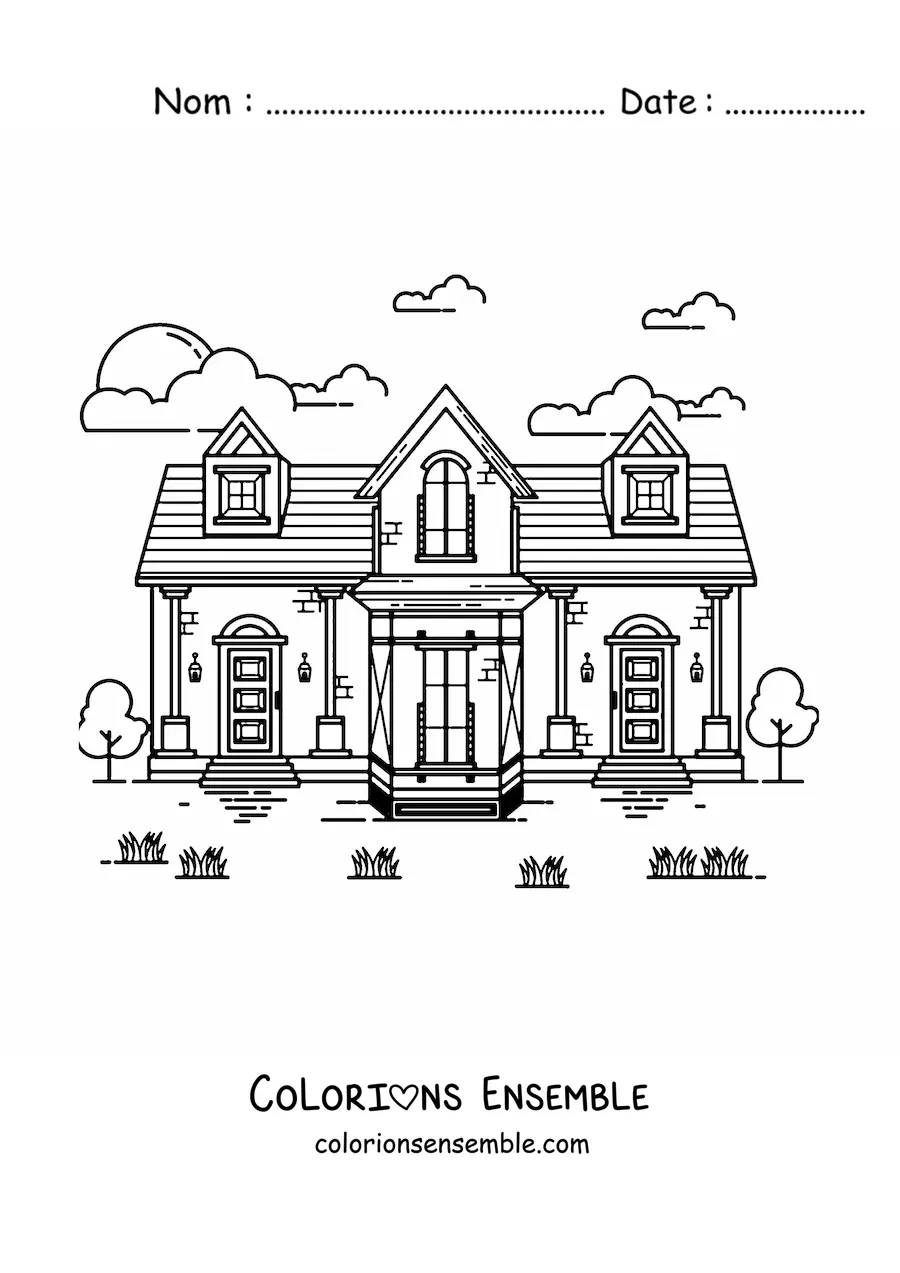 Image à colorier d’une maison de style ancien