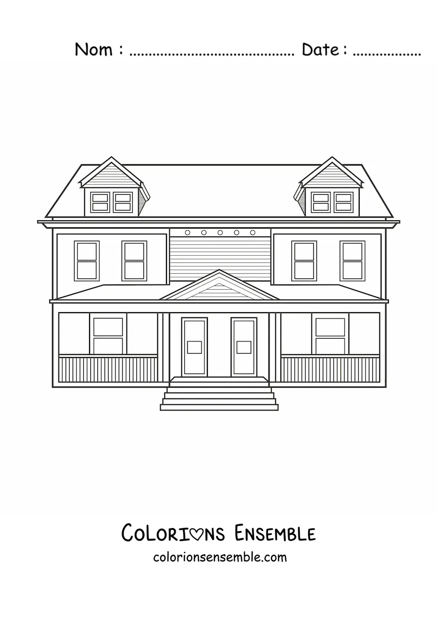 Image à colorier d’une grande maison