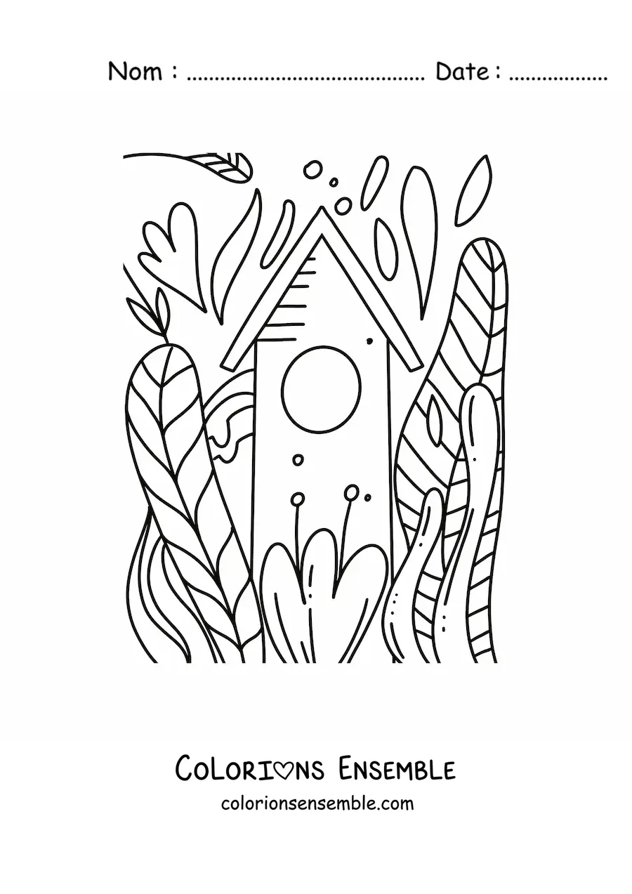 Image à colorier d’une jolie maison avec un jardin