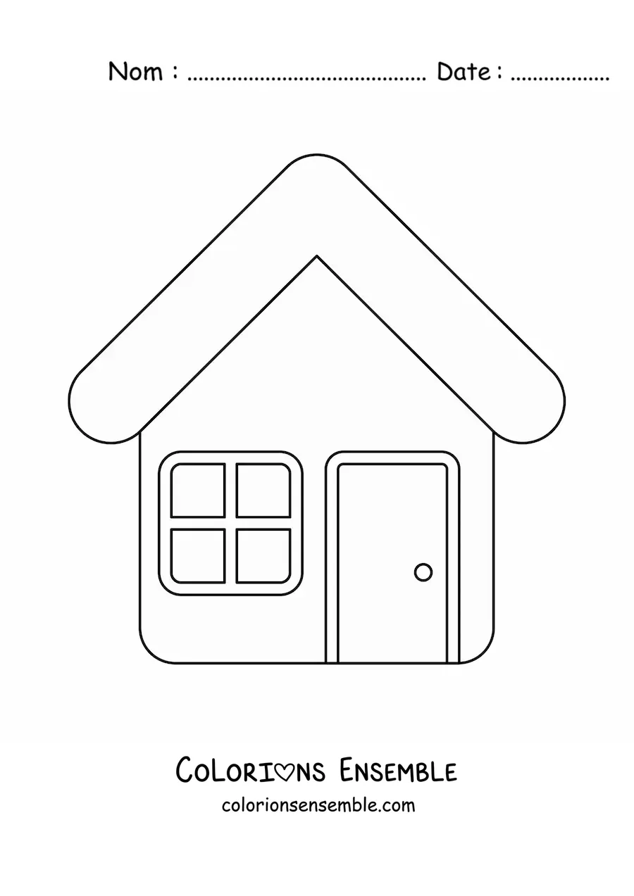 Image à colorier d’une maison avec une porte et une fenêtre
