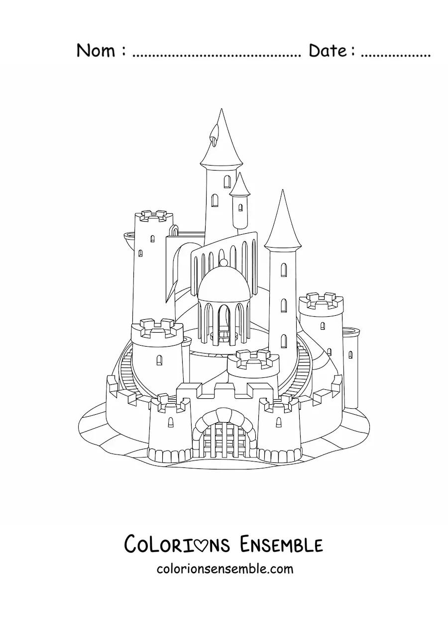 Image à colorier d’un château médiéval