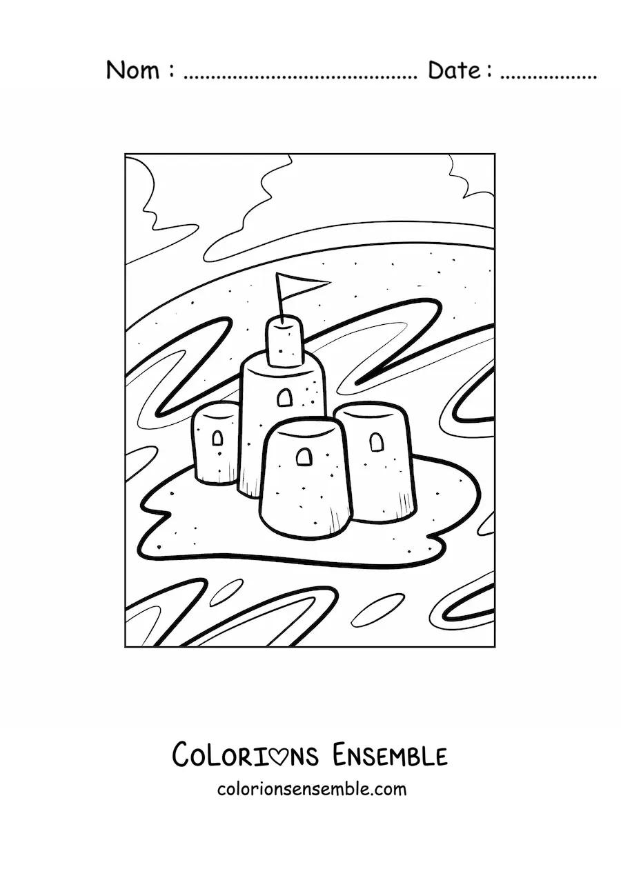 Image à colorier des tours d’un château de sable
