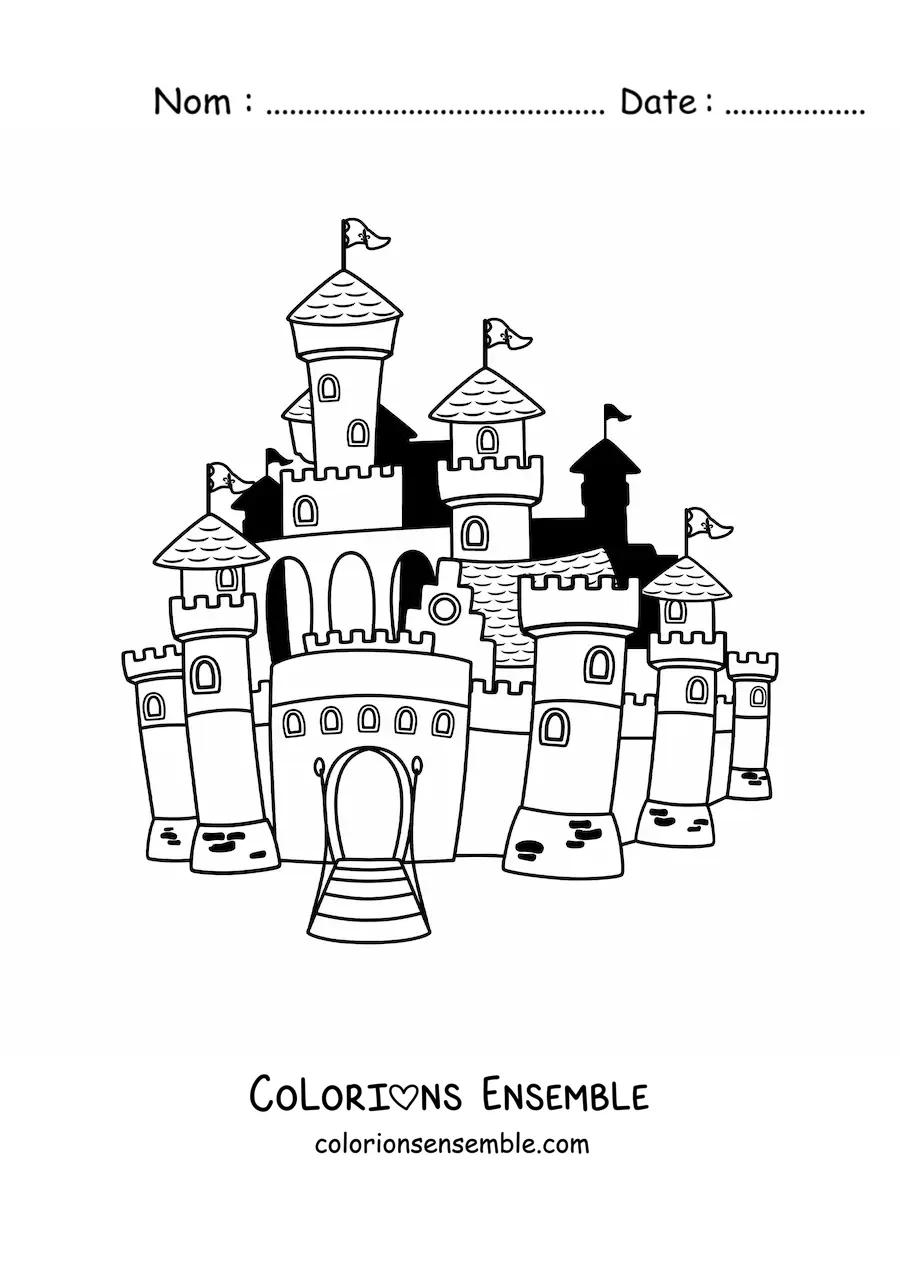 Image à colorier d’un château fantastique