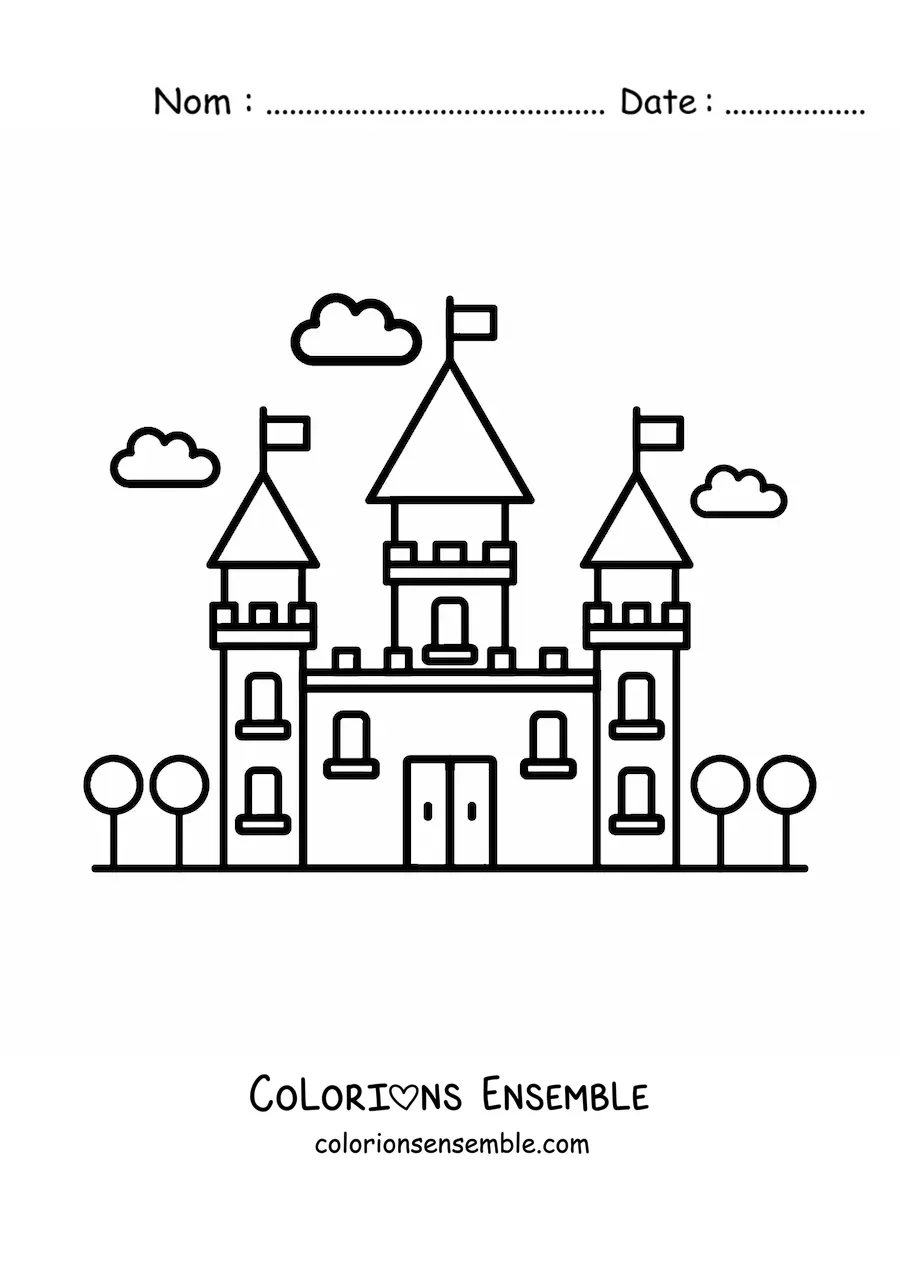 Image à colorier d’un château de conte