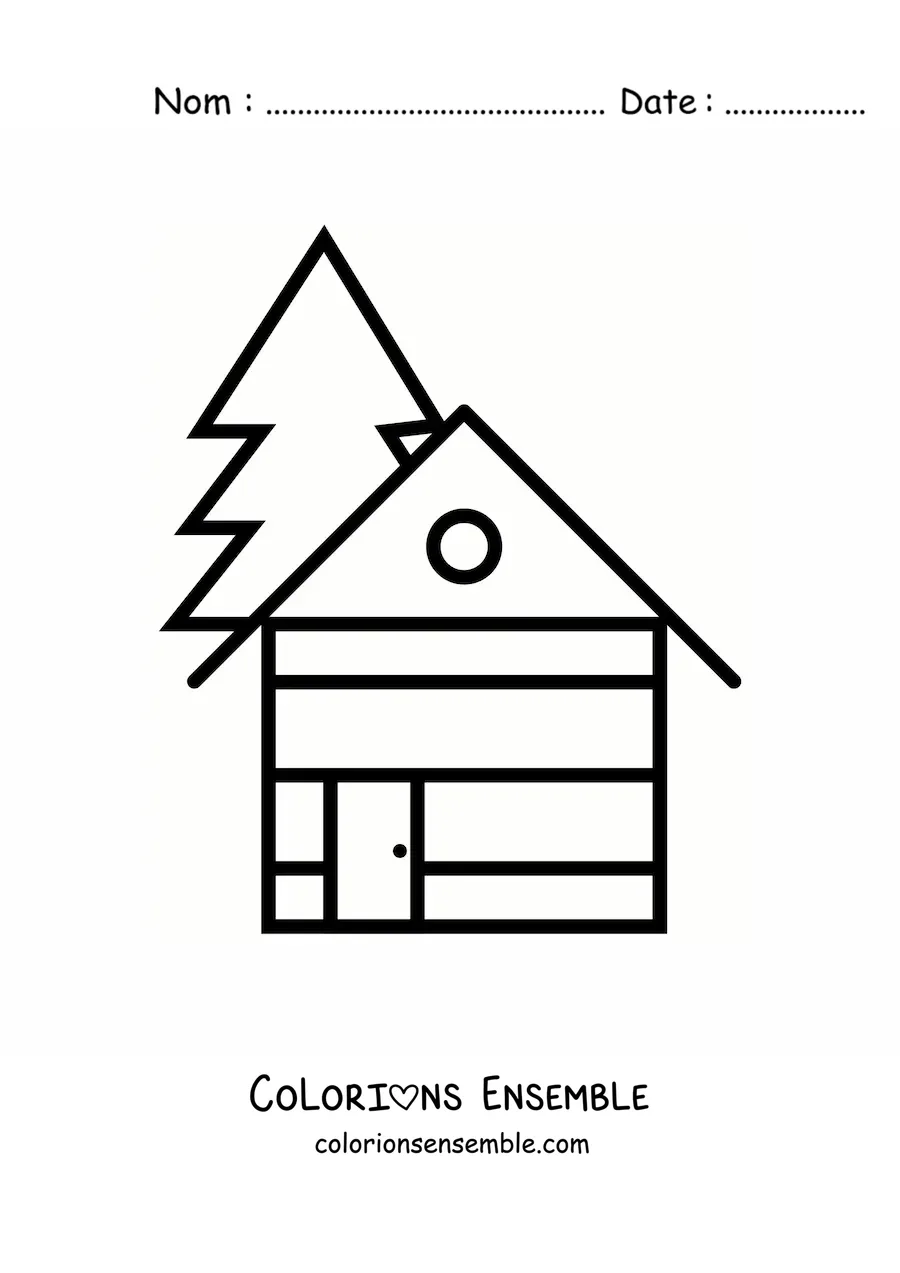 Image à colorier d'une cabane en bois toute simple