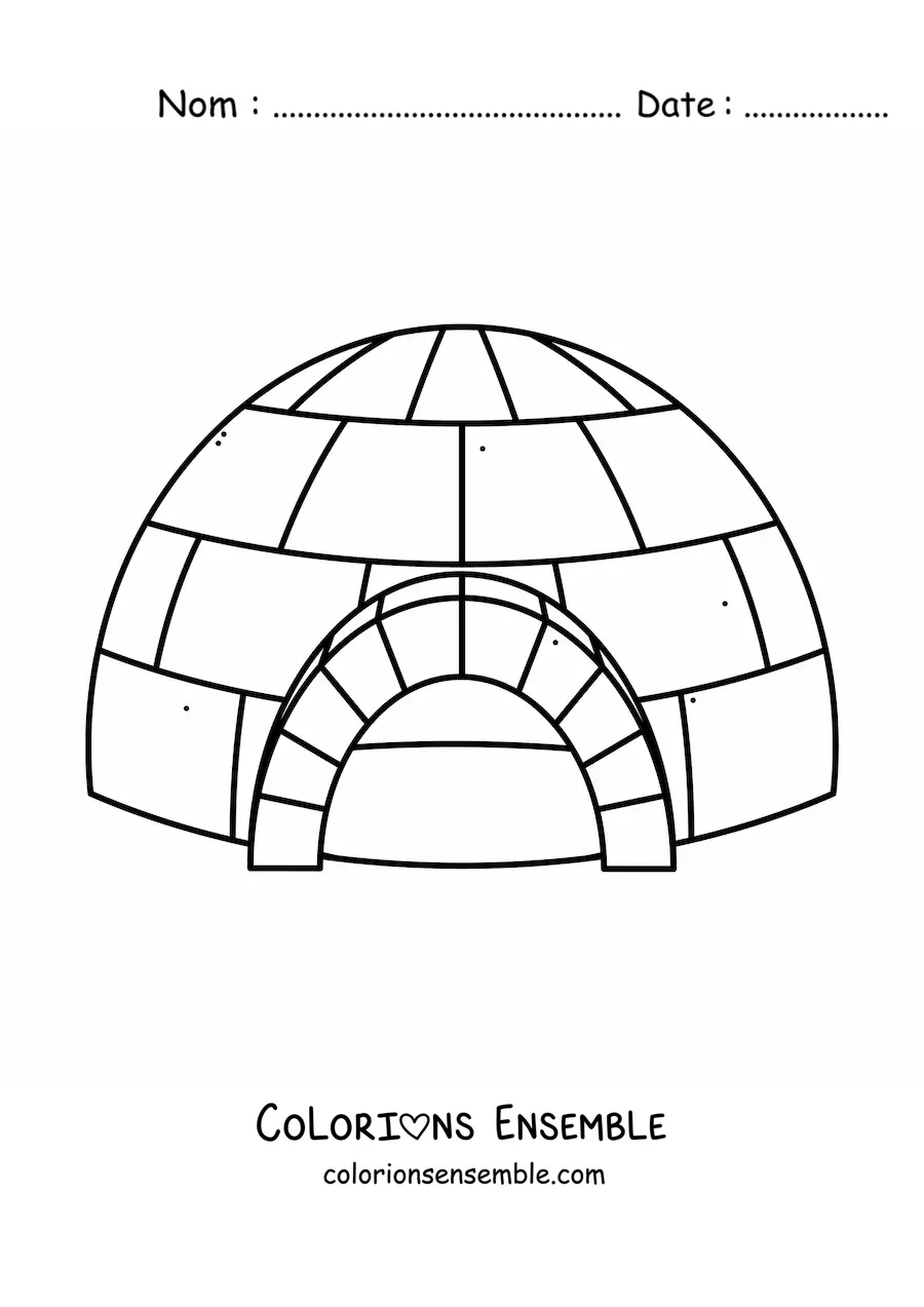 Image à colorier d'un igloo vu de face