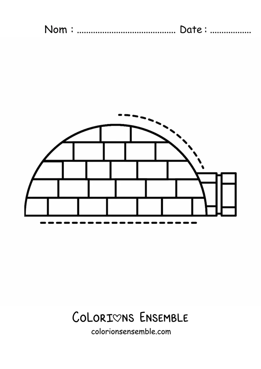 Image à colorier d'un igloo vu de côté