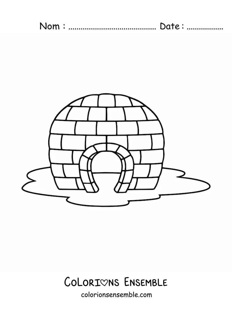 Image à colorier d'un igloo en train de fondre