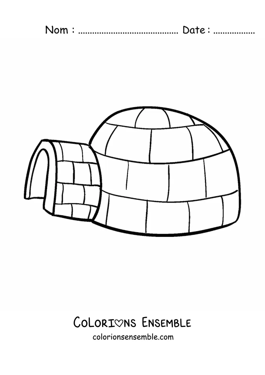 Image à colorier d'un igloo traditionnel