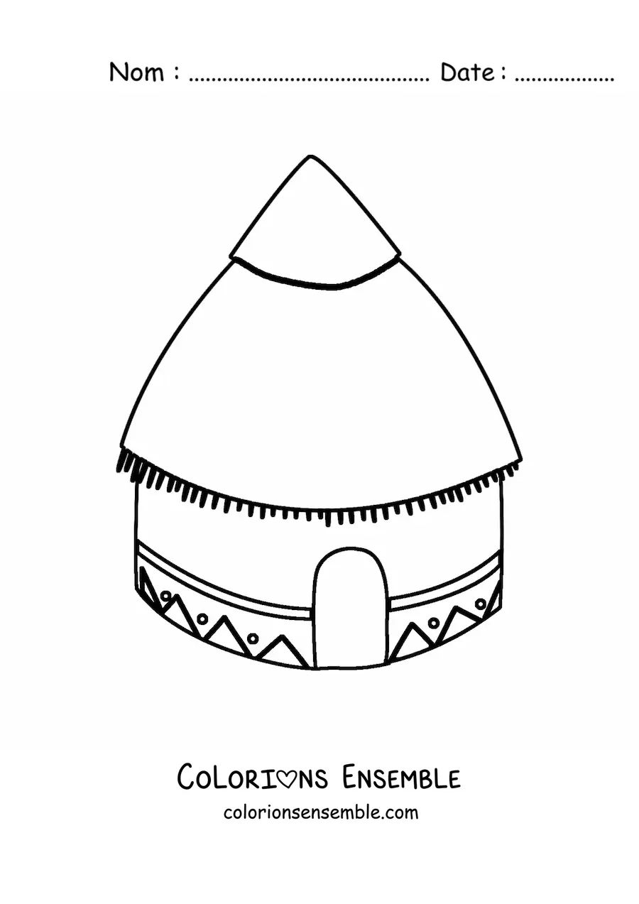 Image à colorier d'une hutte autochtone