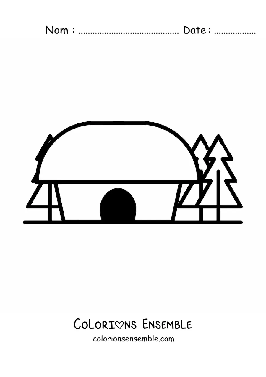 Image à colorier d'une hutte toute simple